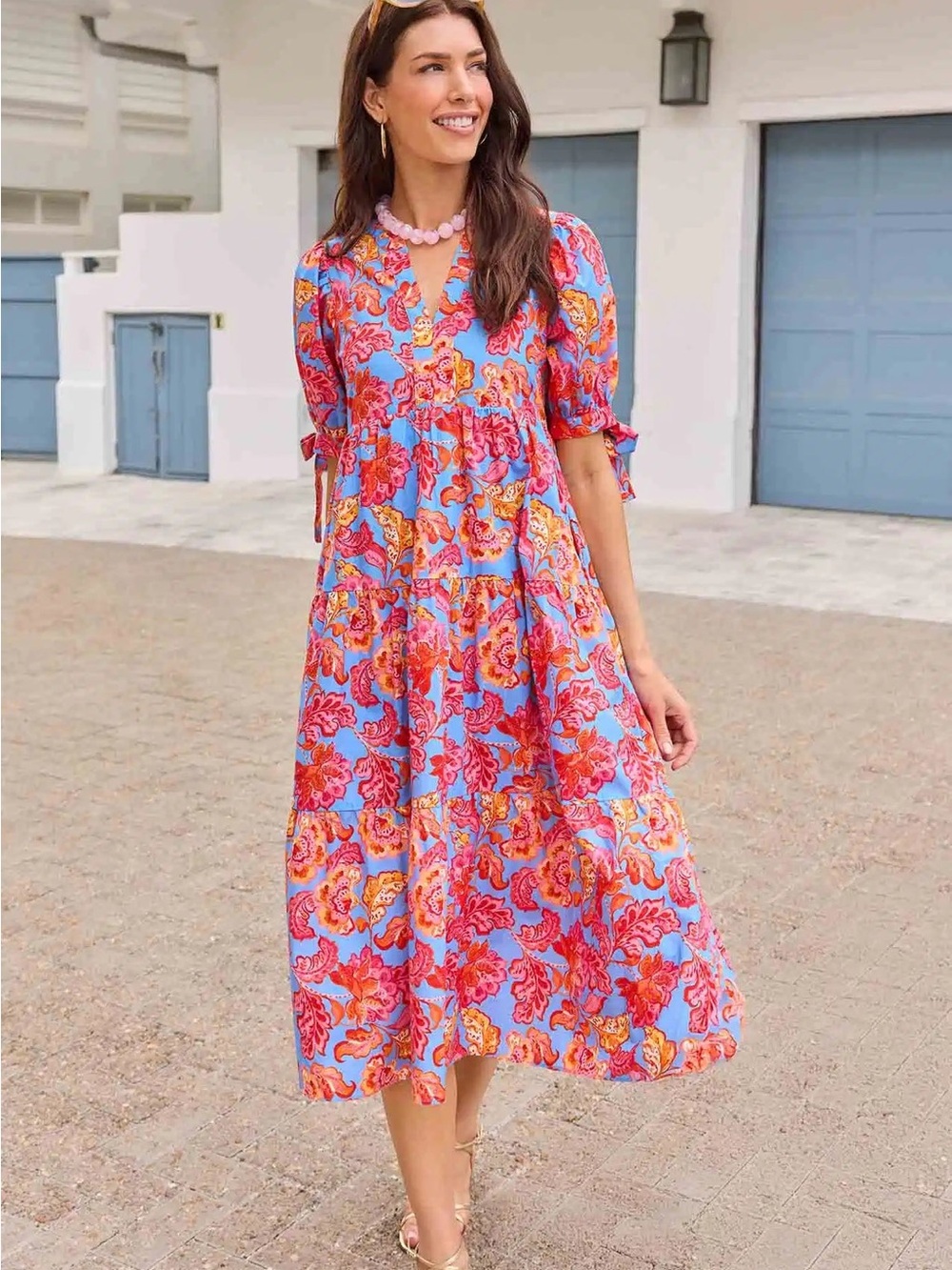 Harriet Blue Floral Printed Midi Dress, small